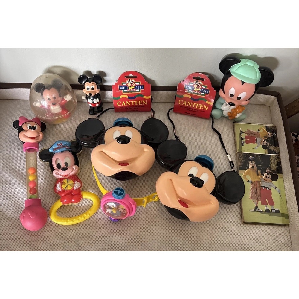 Vintage Junk‎ Drawer Lot 18 Unused Postcards, Toys, Mickey Mouse, Watches, More